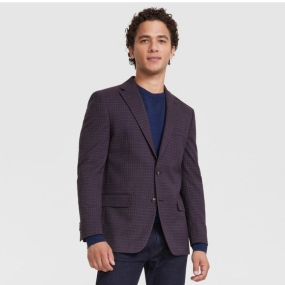 Tommy Hilfiger Mens Purple THFlex Conrad Plaid Sport Coat Suit Jacket - NWT